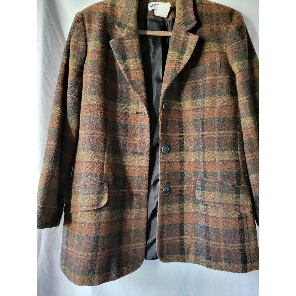 White Stag vintage women's wool blazer plaid size 8 autumn menswear inspired Ann